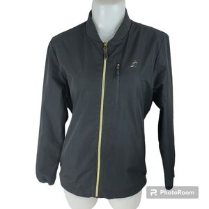 🍄3/50$🍄 NEW BALANCE Black sport bomber jacket, Gold details Size women's Large